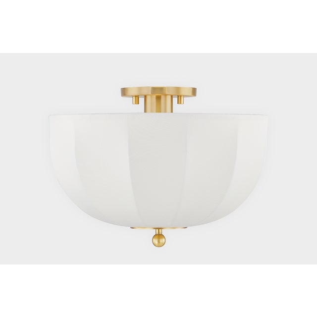 Traditional Mitzi Meshelle 13.5 in. 1 Light Flush Mount in Aged Brass Finish For Sale - Image 3 of 8