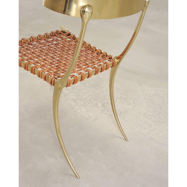 Pair of Brass Leather Strap Klismos Chairs by Sylvan S. F. For Sale In Sacramento - Image 6 of 18