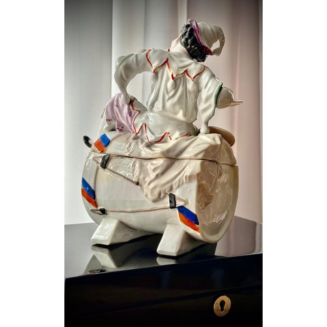 Large Antique German Figural Tobacco Jar Jester with Cat from Conta & Boehme, 1890s For Sale - Image 5 of 13