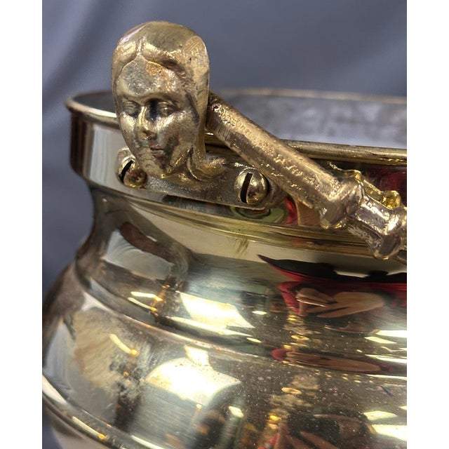 Gold Vintage Brass Champagne Cooler on Pedestal, 1940s For Sale - Image 8 of 9