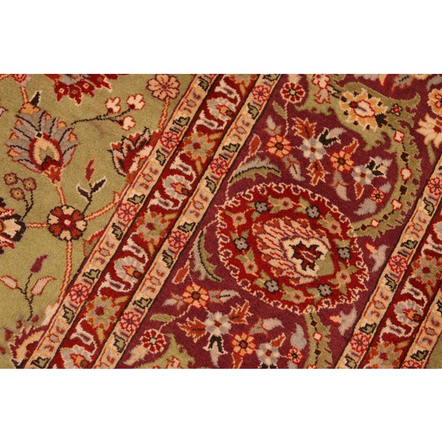 1990s Shabby Chic 1990's Pak-Persian Green/Burgundy Wool Rug - 6'2'' X 8'9'' For Sale - Image 5 of 9