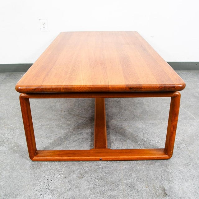 Mid Century Danish Modern Coffee Table Solid Teak Kd Denmark Large Wide Planked For Sale - Image 12 of 12