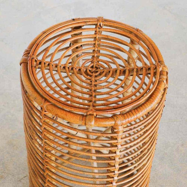 1960s 1960s Italian Rattan Stool by Tito Agnoli For Sale - Image 5 of 9