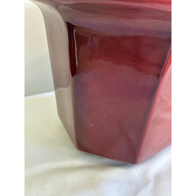 Mid 20th Century Vintage Artmark Portugal Red Ceramic Planter For Sale - Image 5 of 7