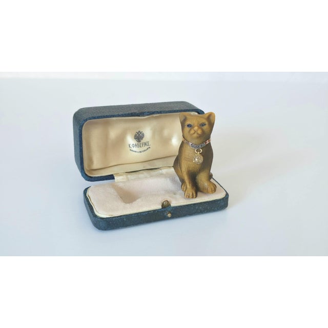 Early Fabergé Tiger's Eye Cat With Diamond Gold Collar & Sapphire Eyes, c.1880 For Sale - Image 12 of 16