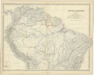Antique Map of South America by Johnston, 1861