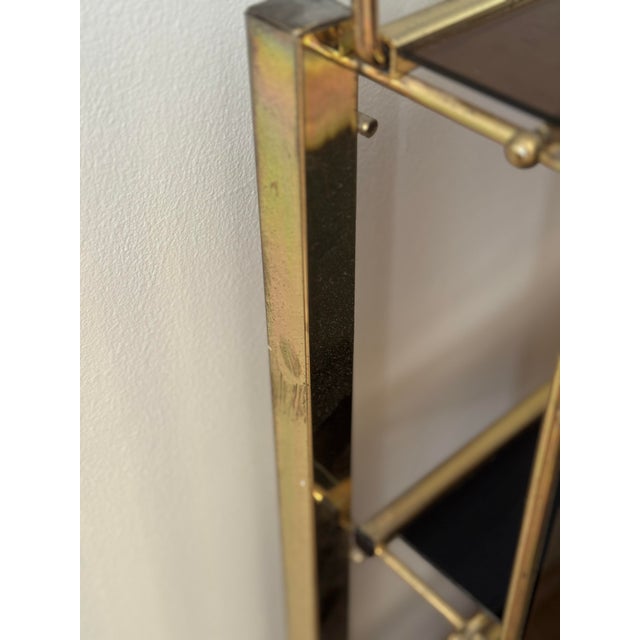 Gold Vintage Gold-Tone Metal and Plastic Three-Tier Bar Cart For Sale - Image 8 of 12