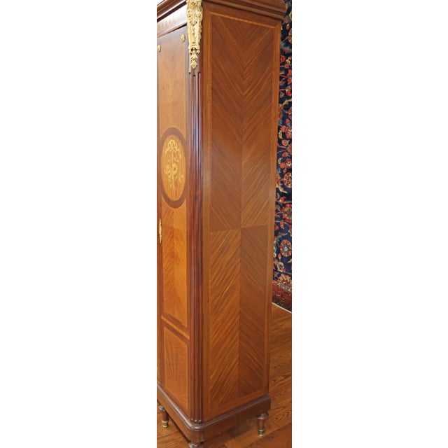 Wood Late 19th Century Satinwood Inlaid Bronze Mounted Beveled Mirror Armoire For Sale - Image 7 of 18