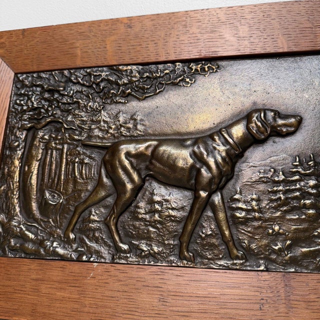 Brown Antique Metal Bas-Reliefs with Hunting Dogs, 1900s, Set of 2 For Sale - Image 8 of 12