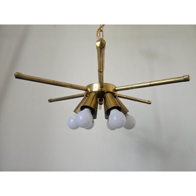 Mid-Century Brass Chandelier, 1970s For Sale - Image 9 of 17