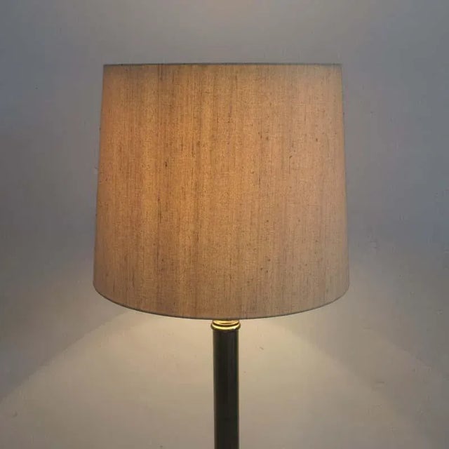 Brass Floor Lamp with Fabric Shade, 1960s For Sale - Image 6 of 7