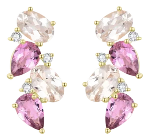 Nina Zhou 4.30 CTW Morganite, Pink Tourmaline and Diamond Cluster Earrings
