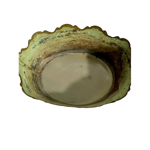 French Country Vintage French Tole Cachepot With Hand-Painted Roses and Scalloped Rim For Sale - Image 3 of 15