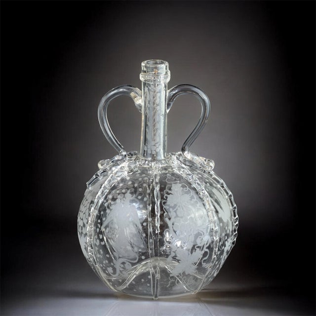 Antique Dutch Engraved Glass Decanter with Birds and Grapes, 1700s For Sale - Image 13 of 13