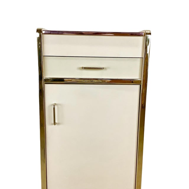 Vintage 1980s Postmodern Jewelry Armoire With Gold-Tone Trim For Sale - Image 4 of 18