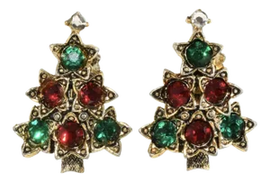 Vintage Pakula Christmas Tree Earrings - 2 Pieces