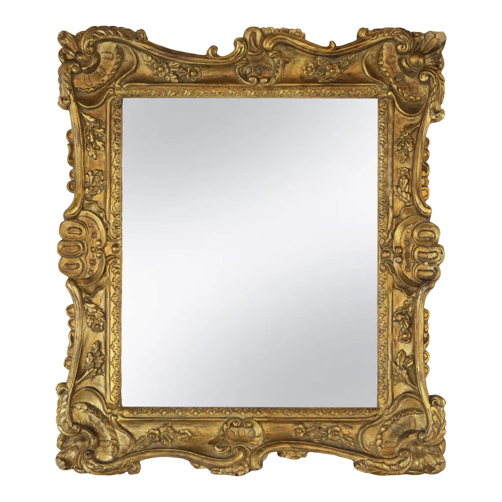 Regency-Style Rectangular Hand-Carved Giltwood Mirror | Chairish