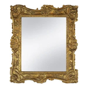 Regency-Style Rectangular Hand-Carved Giltwood Mirror