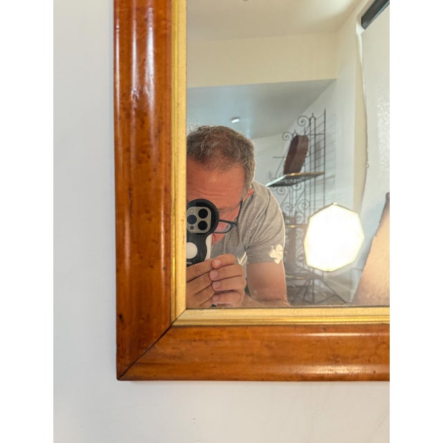 Cinnamon English Rectangular Mirror With Maple and Giltwood Frame (H 30 5/8 X W 23 1/4) For Sale - Image 8 of 9