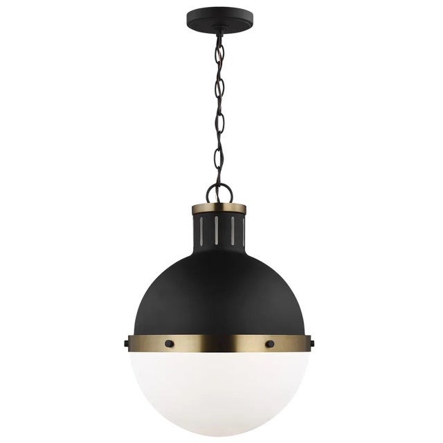 Transitional Thomas O'Brien By Visual Comfort Studio Hanks 1-Light Medium Pendant in Midnight Black For Sale - Image 3 of 4