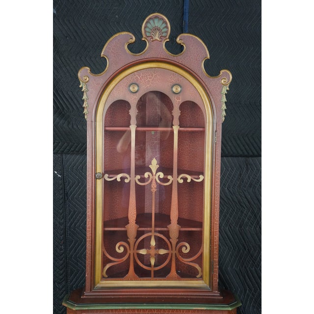 1930s Antique 1930s Mechanics Furniture Corner Curio Display Cabinet Cupboard 72" For Sale - Image 5 of 18