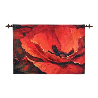 Grand Poppy Loom Woven Tapestry - 94 X 140 Cm (3'1" X 4'7") - Requires Rod Size 4 For Sale