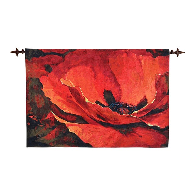Grand Poppy Loom Woven Tapestry - 94 X 140 Cm (3'1" X 4'7") - Requires Rod Size 4 For Sale