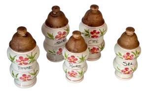 Vintage French Ceramic Kitchen Canisters, 1970s, Set of 5