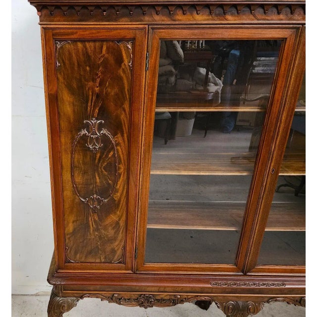 Chippendale Antique Walnut China Cabinet Chippendale by Royal Furniture Co For Sale - Image 3 of 15