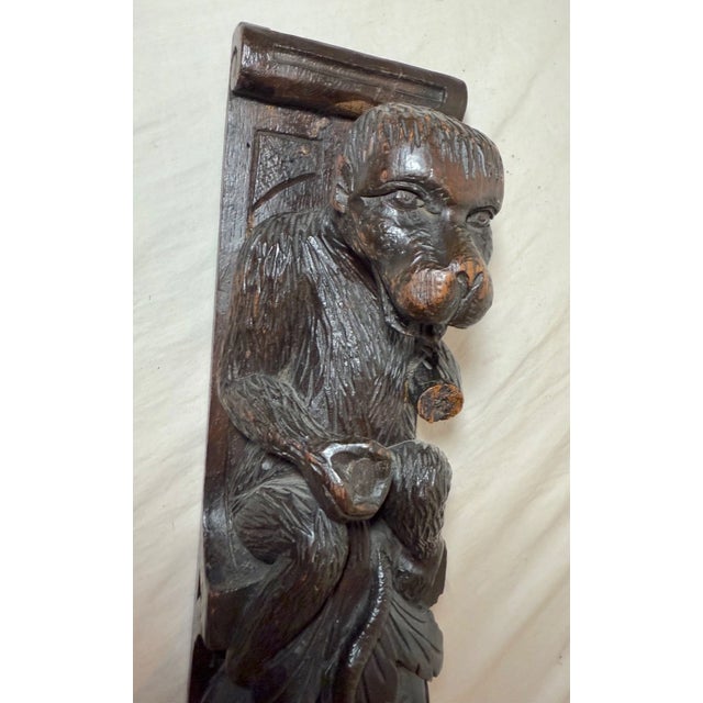 Large Antique 1800's Figural Monkey Sculpture Architectural Salvage Wall Statue For Sale - Image 4 of 15