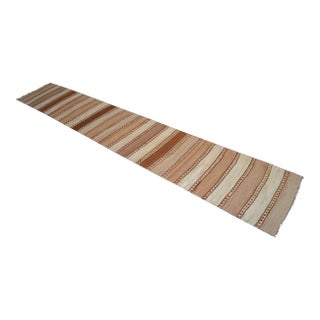1970s Turkish Hand Woven Kilim Runner Rug Extra Long Runner Stair Treads Rug - 2′8″ × 16′6″ For Sale