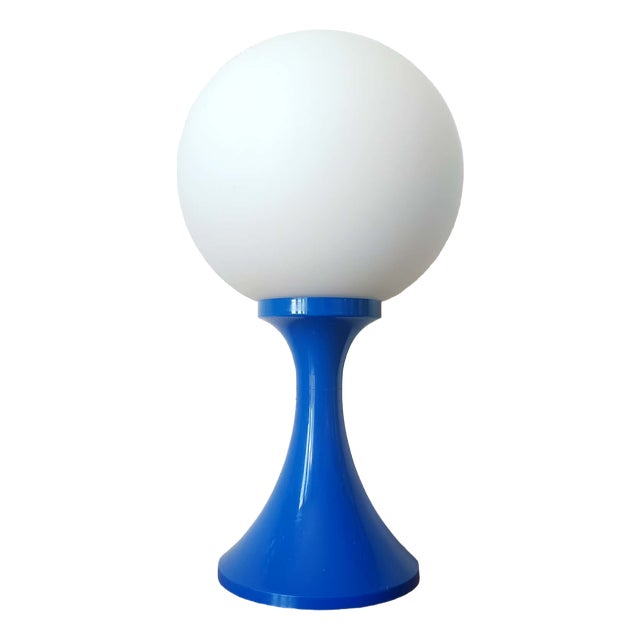 Space Age Table Lamp in Blue and Opaline, 1970 For Sale