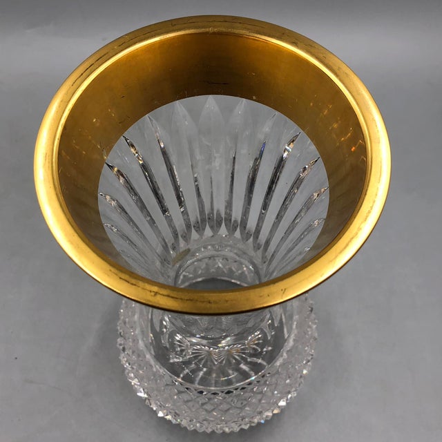 Gold Ornamental Vase in High-Lead Crystal with Gilt Etching from Glashütte Klokotschnik, Germany, 1960s For Sale - Image 8 of 14