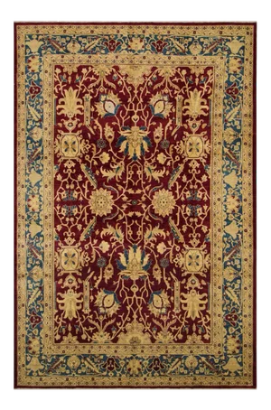 1990s Shabby Chic Kafkaz Drk. Red/Teal Wool Rug -10'2 X 13'10