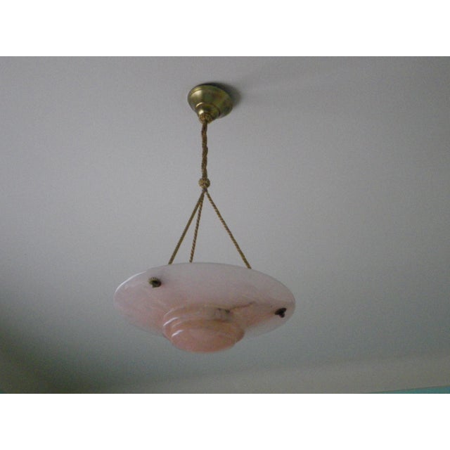 Pendant Light with Pink Gradient Shade and Braided Cord, 1940s For Sale - Image 15 of 18