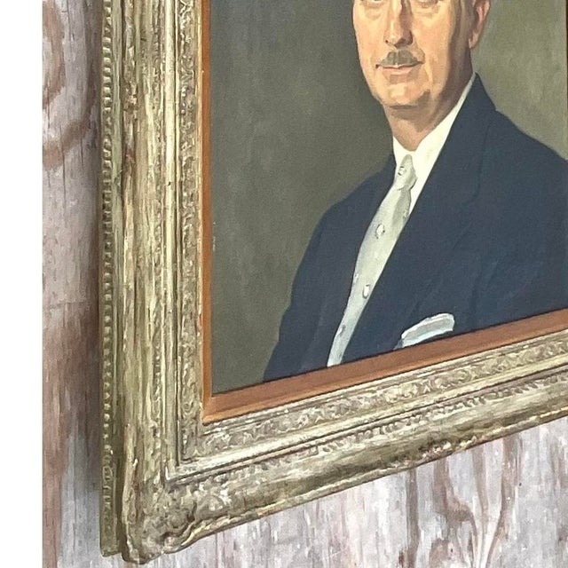 Ebony Vintage Regency Signed Original Oil Portrait Painting on Canvas For Sale - Image 8 of 12