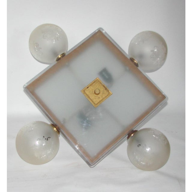 1950s Mid-Century Ceiling Light in Brass, Wood and Frosted Glass, 1950s For Sale - Image 5 of 15