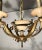 White Lacquered Metal and Brass Chandelier, circa 1940 For Sale - Image 8 of 13