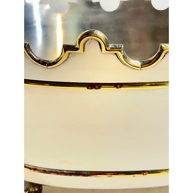 Mid 20th Century Neoclassical Silver Plate & Brass Rafraichissoir Wine Cooler / Montieth Ice Bucket With Lion Mask Handles For Sale - Image 16 of 16