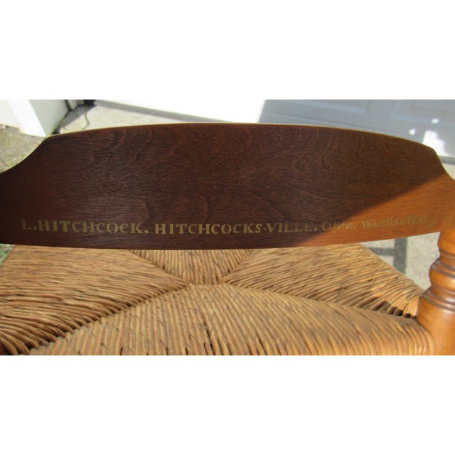 1980s Farmhouse Hitchcock Chairs Designer Rush Seats For Sale - Image 6 of 7