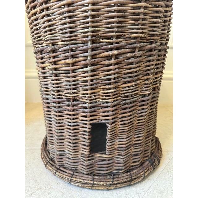 Vintage 36” Woven Wicker Bee Skep For Sale - Image 11 of 15