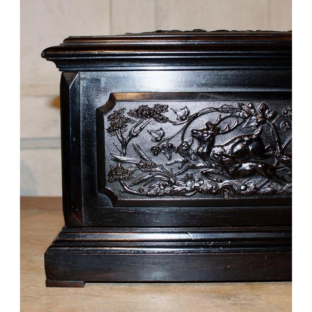 19th Century Antique Black Forest Carved Humidor with Wild Boar, 1870 For Sale - Image 5 of 13
