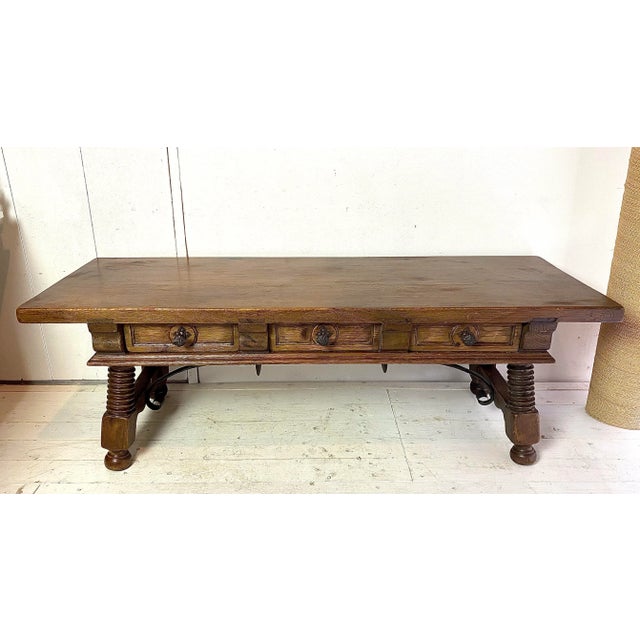 Mid-Century Modern Antique Spanish Coffee Table with Solomonic Legs For Sale - Image 3 of 18