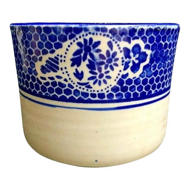 Antique 1700’s Blue and White Chinese Brush Pot For Sale