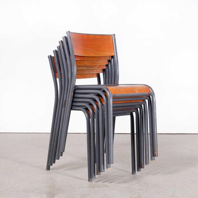 French Light Grey Dining Chairs from Mullca, 1950s, Set of 4 For Sale - Image 12 of 18