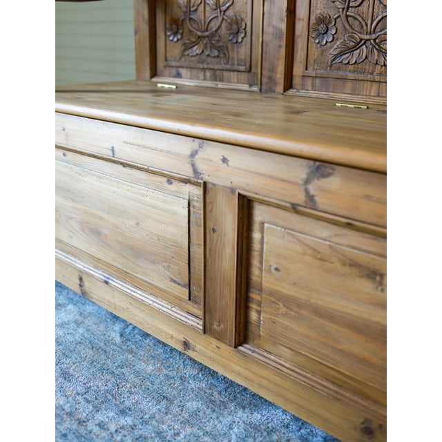 Mid 20th Century English Pine Carved Storage Bench For Sale - Image 12 of 17