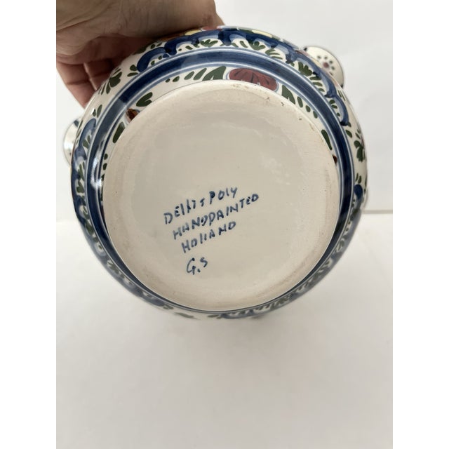 Delft Vintage Dutch Delfts Polychrome Tulipiere 7 Spout Vase For Sale - Image 4 of 6