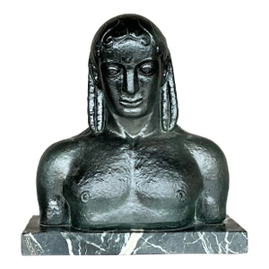 Mid 20th Century Vintage Boho Patinated Plaster Bust of Man