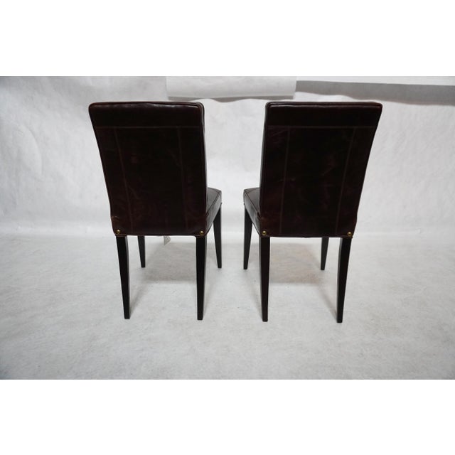 Pair of Leather Dining Chairs Mulholland Brothers For Sale In Los Angeles - Image 6 of 18