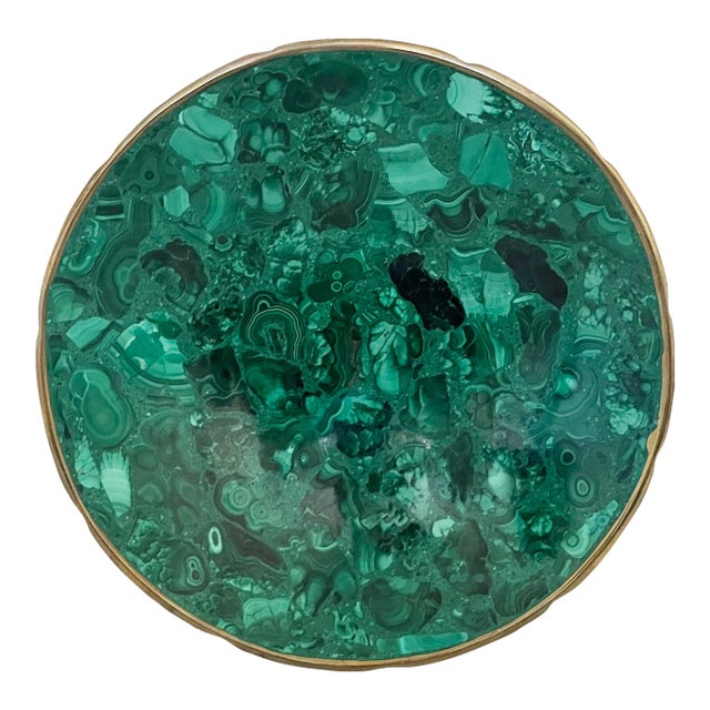 Malachite & Brass Bowl, 1970s For Sale